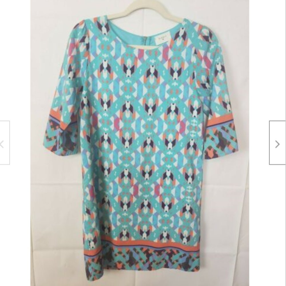 Everly Aztec Boho 3/4 Sleeve Shift Dress